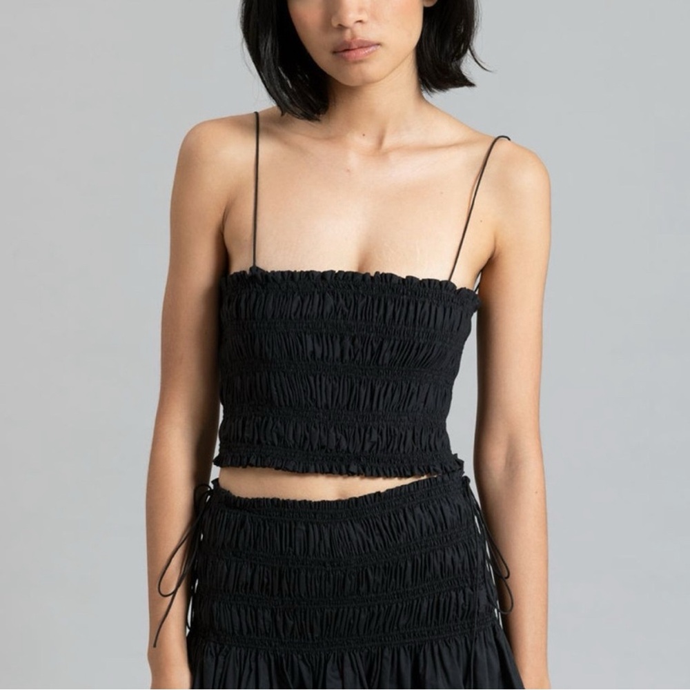Matteau Black Smocked Sleeveless Camisole